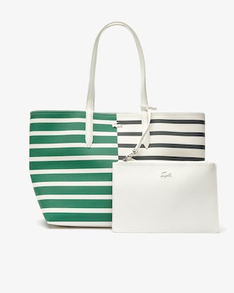 Anna Reversible Striped Petit Piqu&eacute; Tote