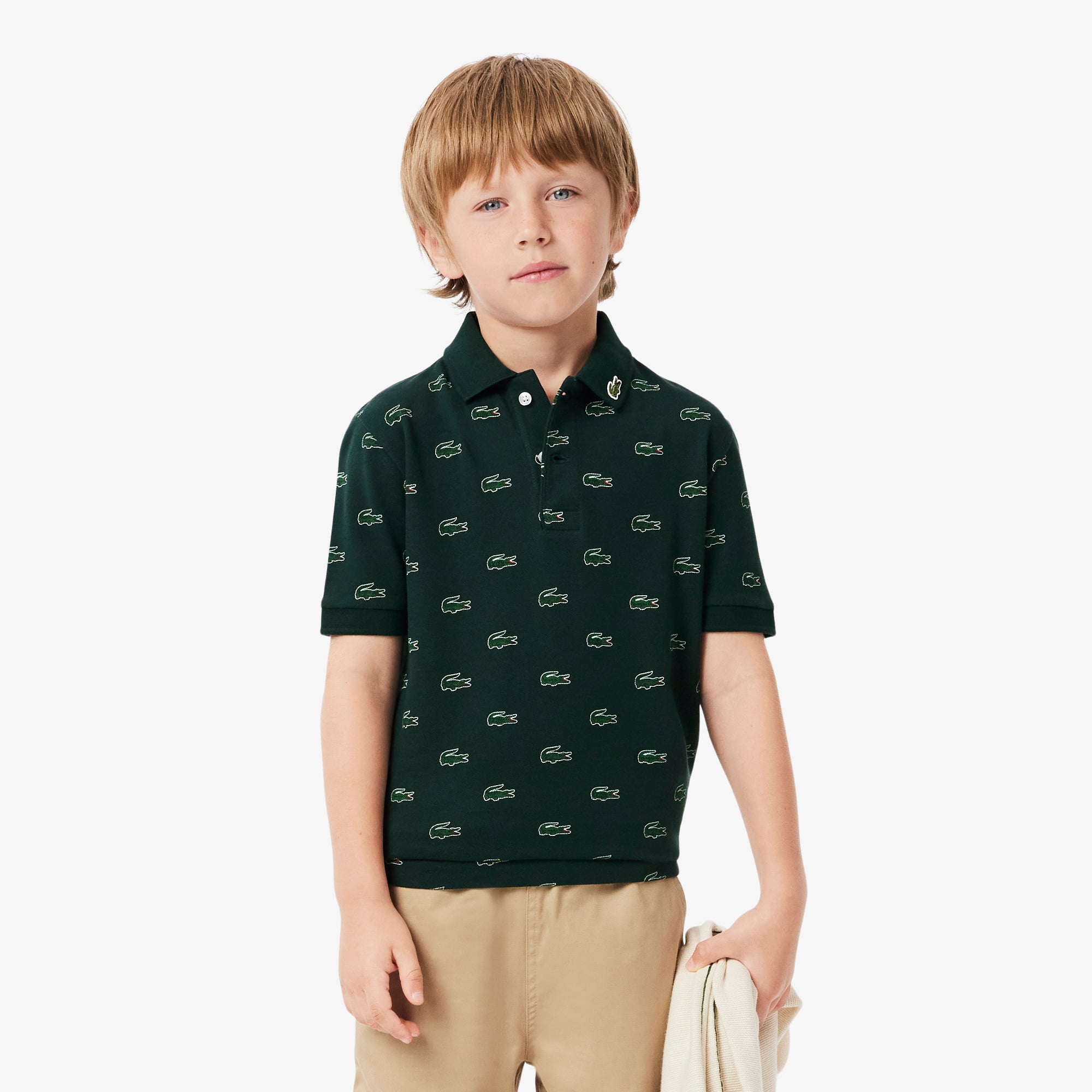 Lacoste Boys' Printed Petit Piqué Polo