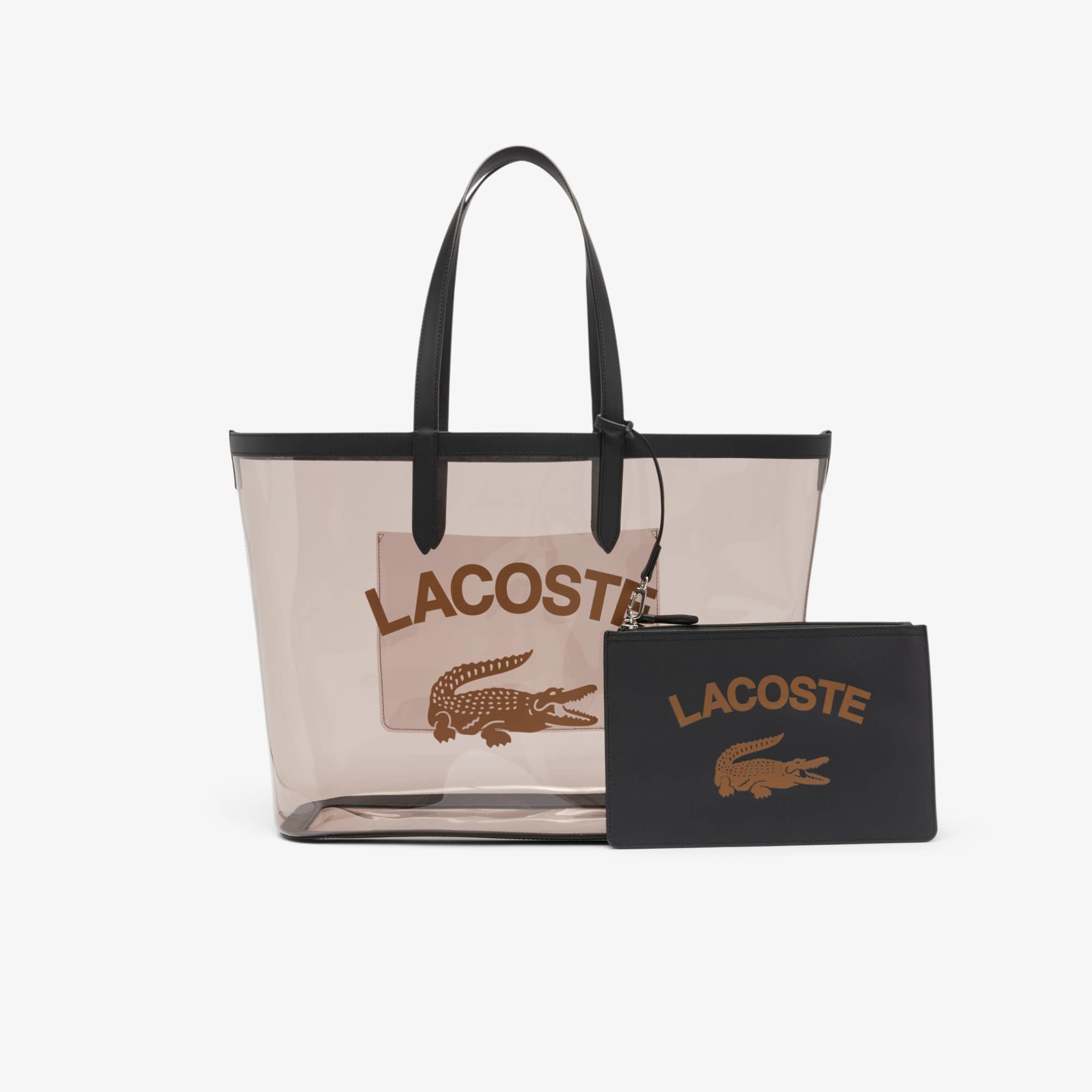 Lacoste Large Anna Transparent Grained Tote - One Size In Black