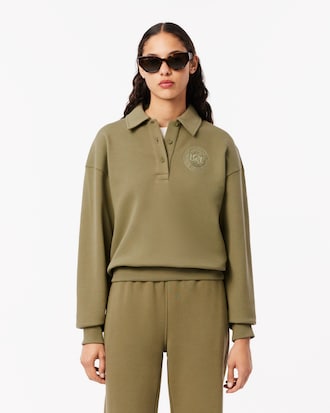 Women's Embroidered Fleece Polo Sweatshirt