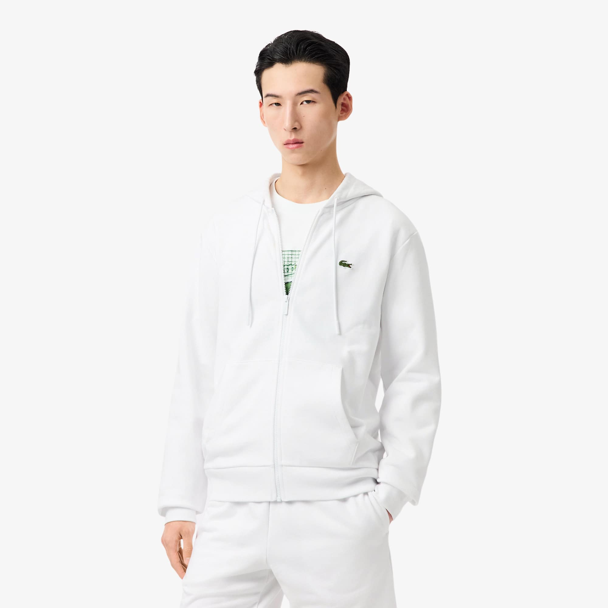 Lacoste ホワイト ジップアップジャケット トラックジャケット ジャージ Men's Lacoste Tennis x Novak Djokovic Zip-Up Jacket - Lacoste x