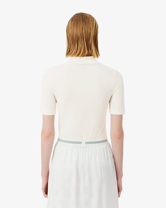 Runway Slim Fit Beaded Crocodile Silk Polo Shirt