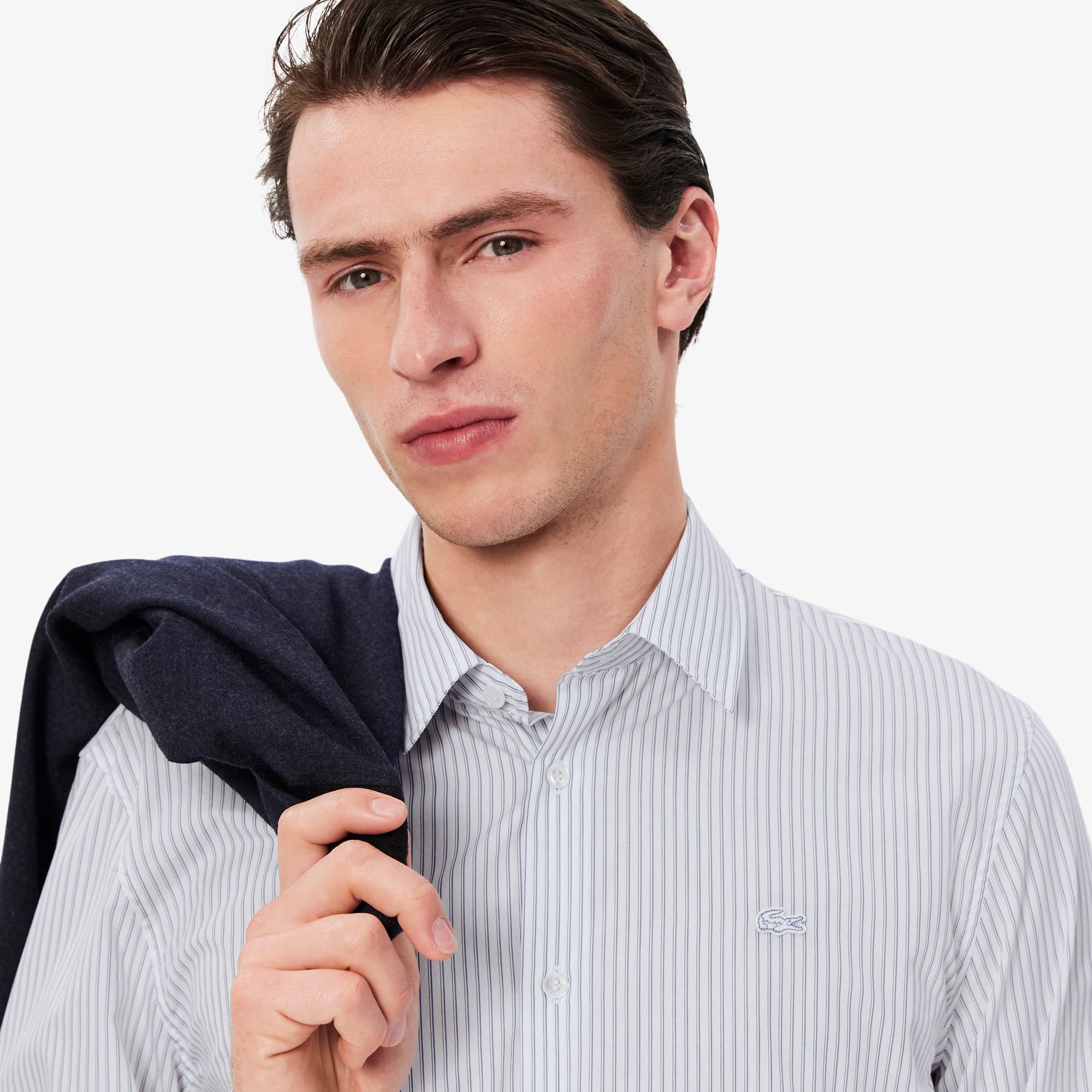 【LACOSTE】Oversized-Fit Milan Chest Stripe T-shirt R6254 Men's Regular Fit Striped Button Down Shirt - Button Down