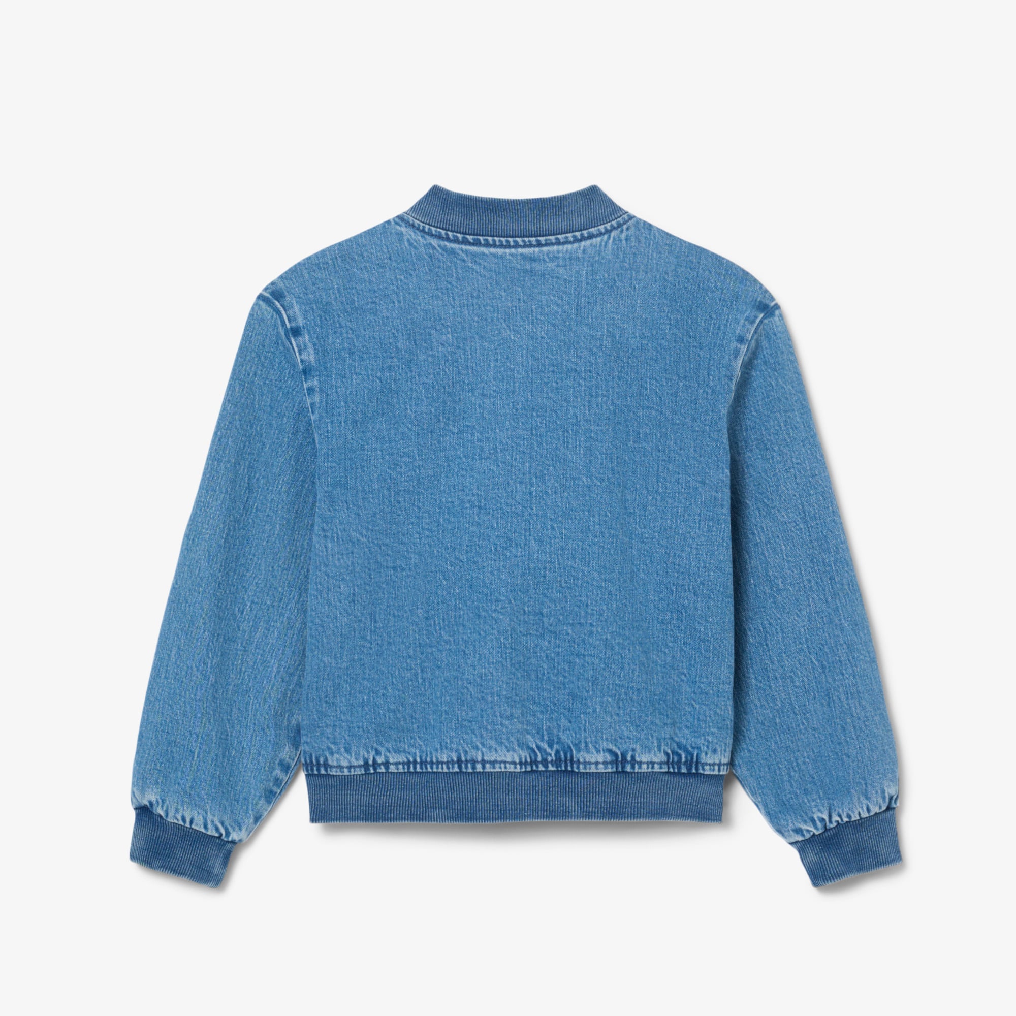 Padded Badge Accent Denim Bomber Jacket