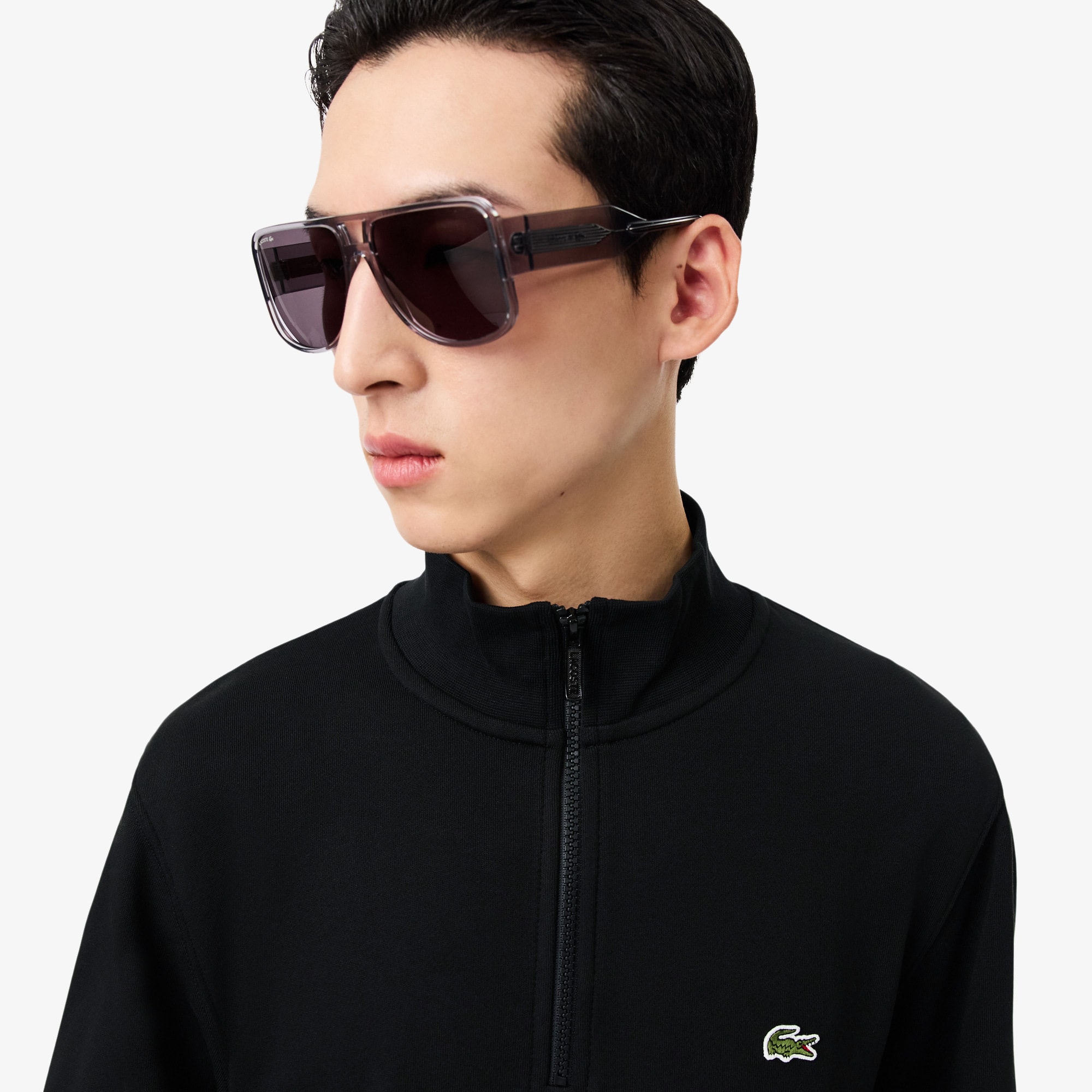 LACOSTE ジップアップスタジャン US S/M ブラック/グレー LACOSTE ジップアップスタジャン US S/M ブラック/グレー メンズ