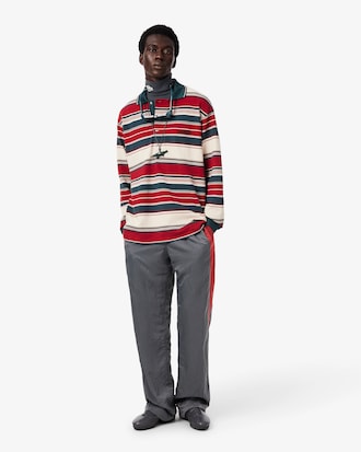 Runway Loose Fit Striped Piqu&eacute; Polo Shirt
