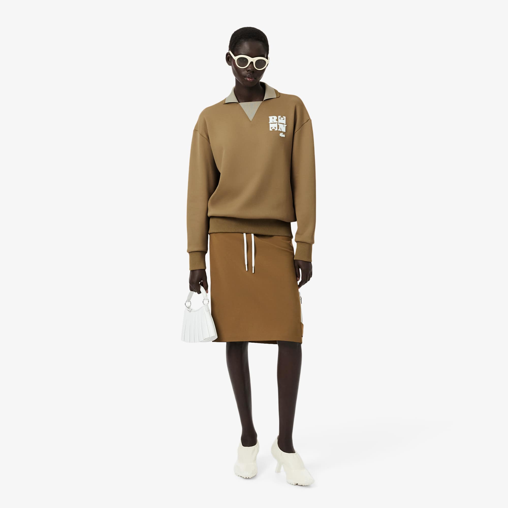 Runway Polo Shirt Collar Badge Accent Sweatshirt - Sweaters