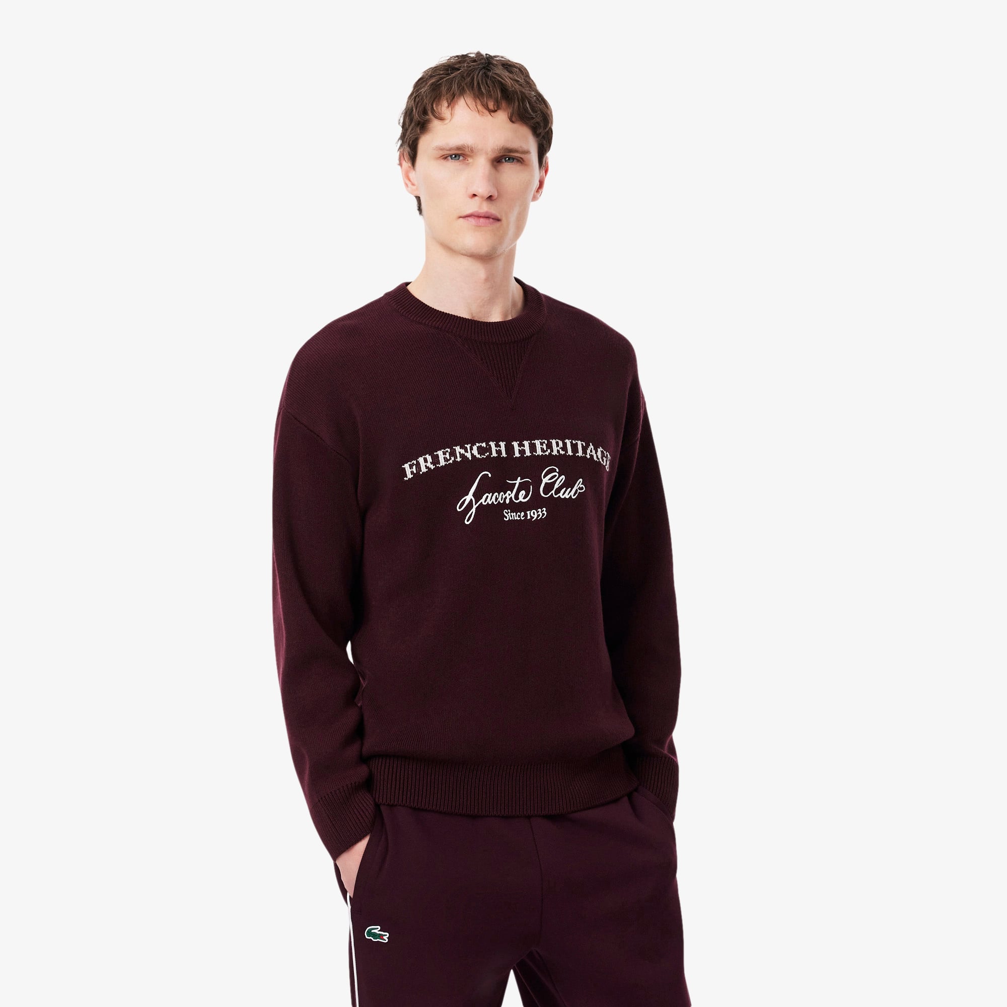 Wool Blend Crew Neck Tennis Heritage Sweater