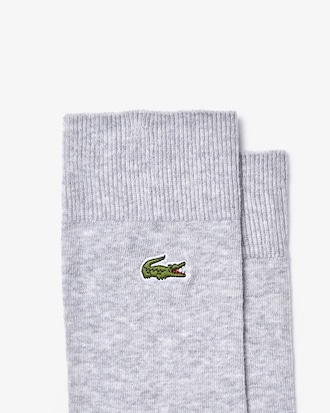 Chaussettes unies en coton m&eacute;lang&eacute; avec crocodile brod&eacute;