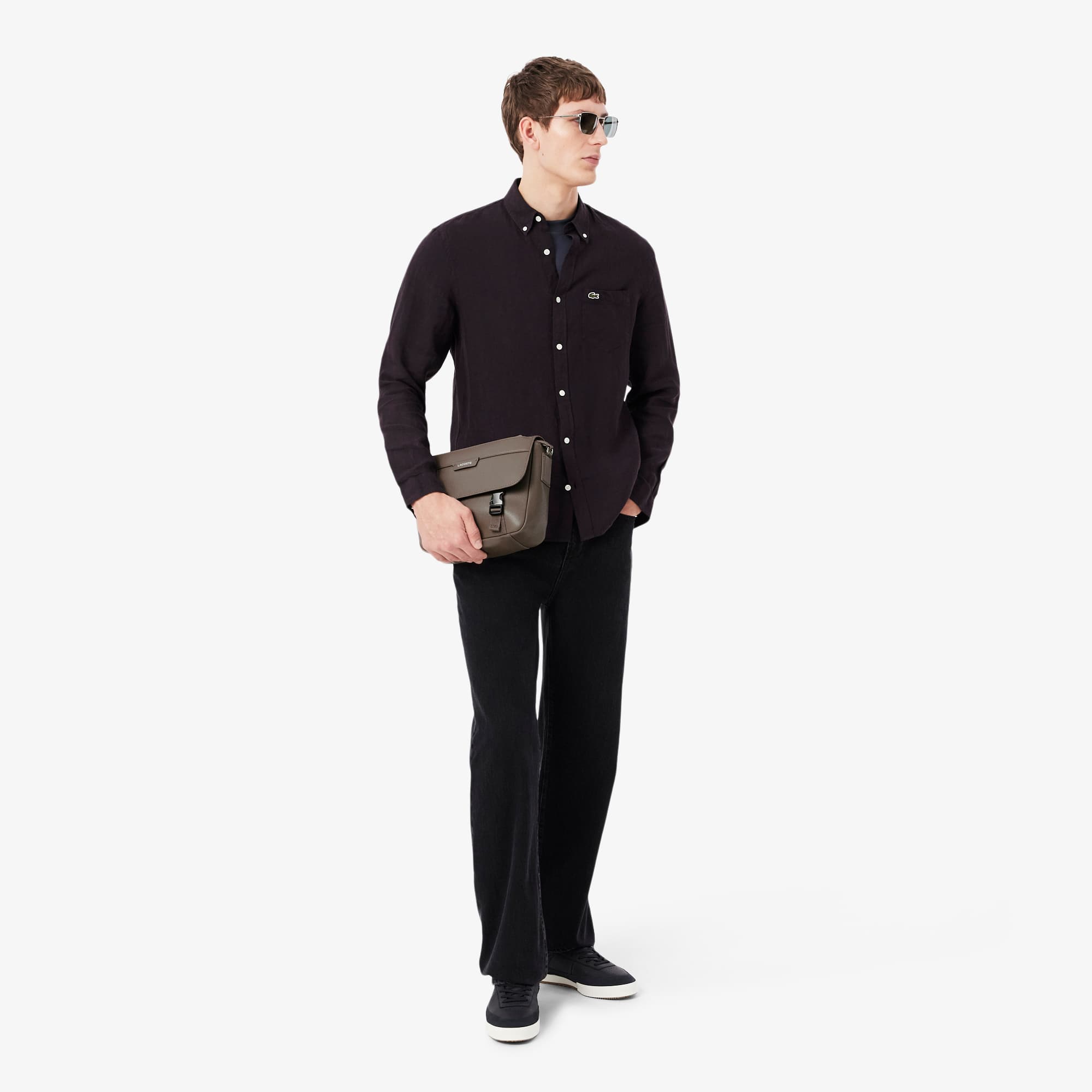 LACOSTE ダークブラウン レザー　ビジネスバッグ　未使用品 Ossian Flap Close Leather Satchel - Bags - New In 2026 | Lacoste