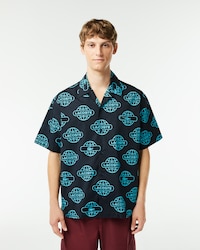 Men's Globe Print Cotton Twill Shirt