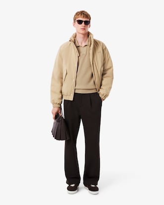 Men's Cotton Blend Open Polo Collar Sweater