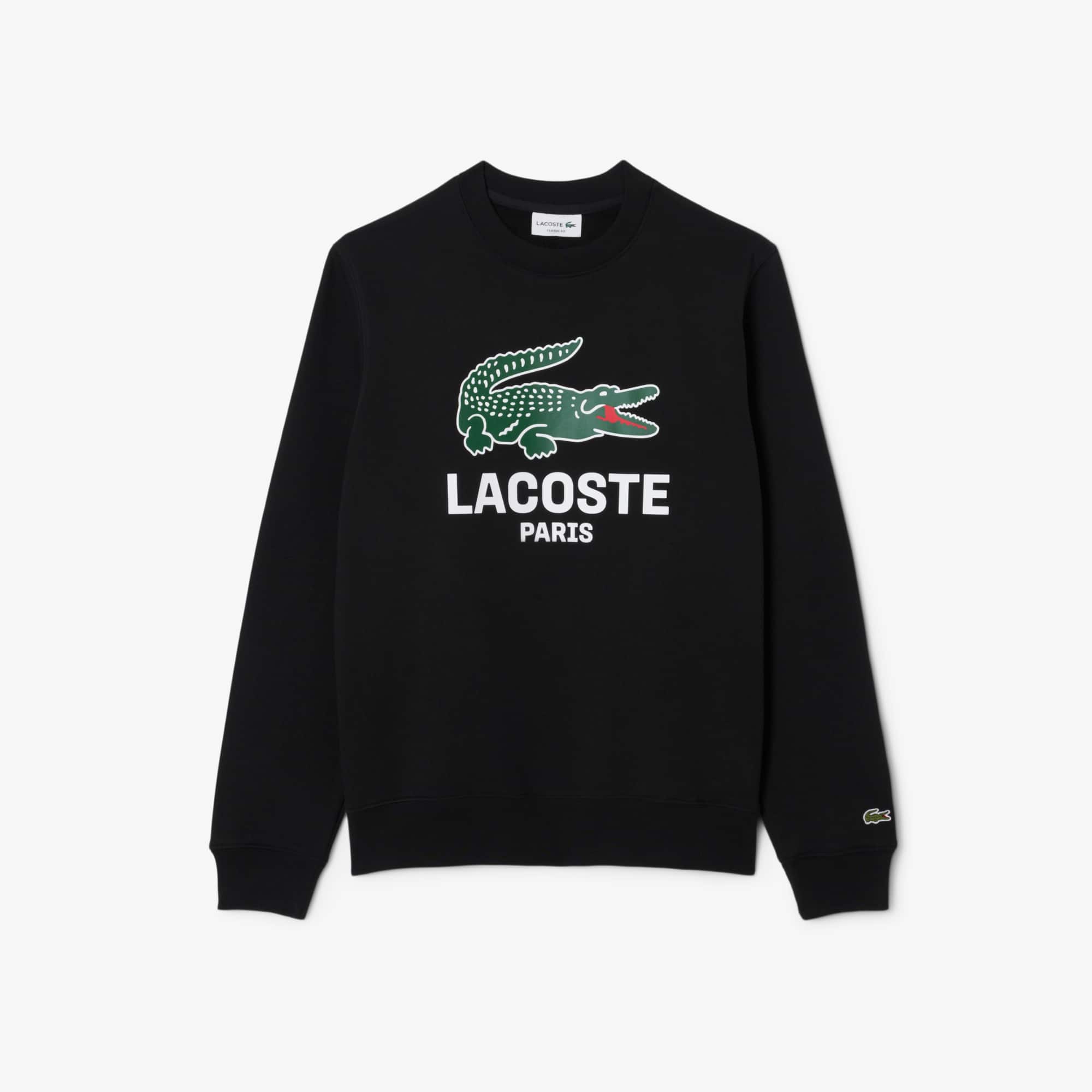 Lacoste Men's Classic Fit Printed Crew Neck Sweatshirt - 4xl - 9 In Black