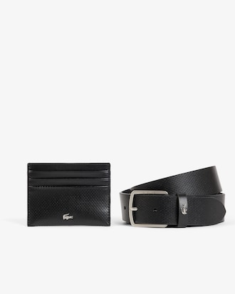 Set de Regalo con Cintur&oacute;n de Piel y Tarjetero para Hombre