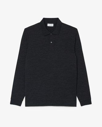 Regular Fit Long Sleeved Wool Polo Shirt