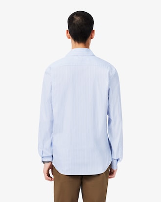 Camisa de Corte Ajustado de Popelina El&aacute;stica de Rayas