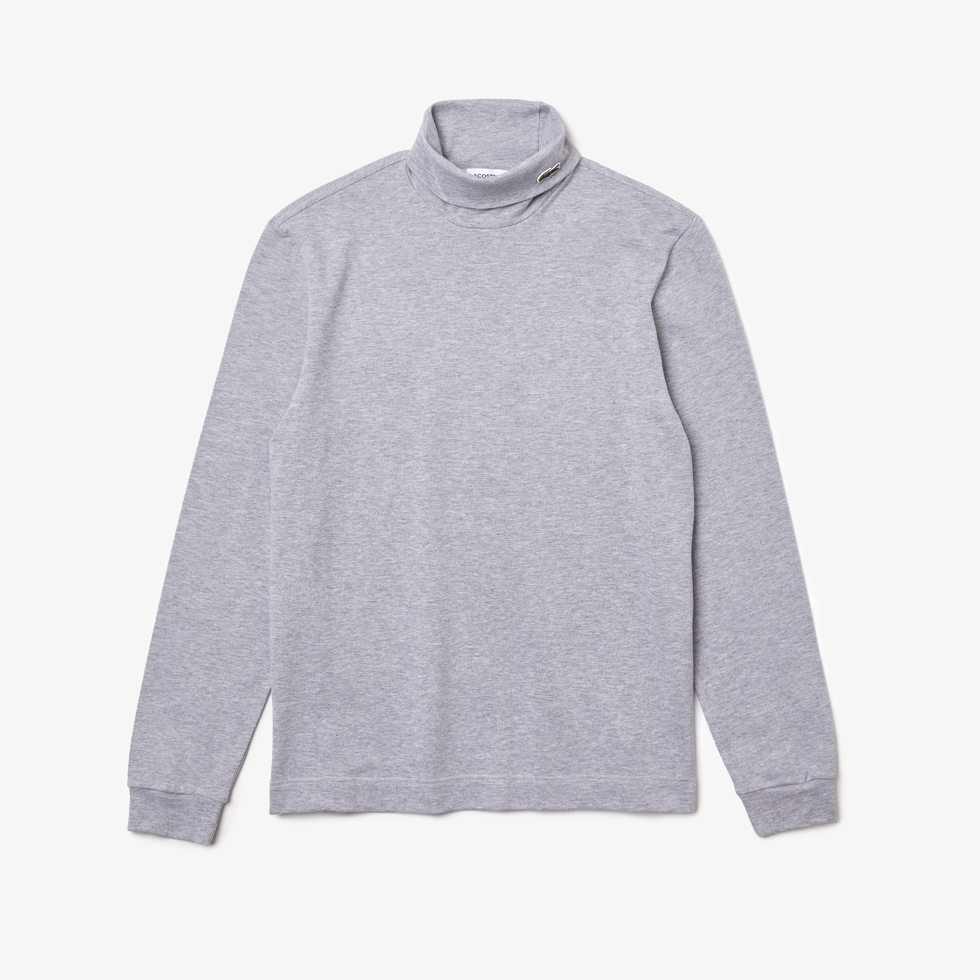 Men's Turtleneck Stretch Organic Cotton Piqué T-shirt - T