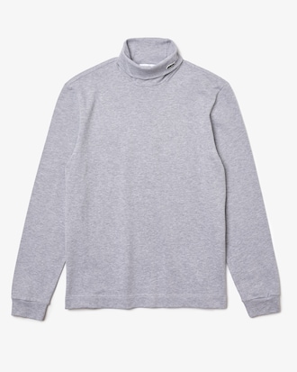 T-shirt col roul&eacute; &agrave; manches longues en piqu&eacute; de coton biologique stretch