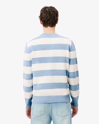Pull col rond marini&egrave;re coton ray&eacute;