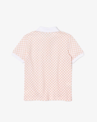Boys&rsquo; Lacoste Checkerboard Print Cotton Piqu&eacute; Polo Shirt