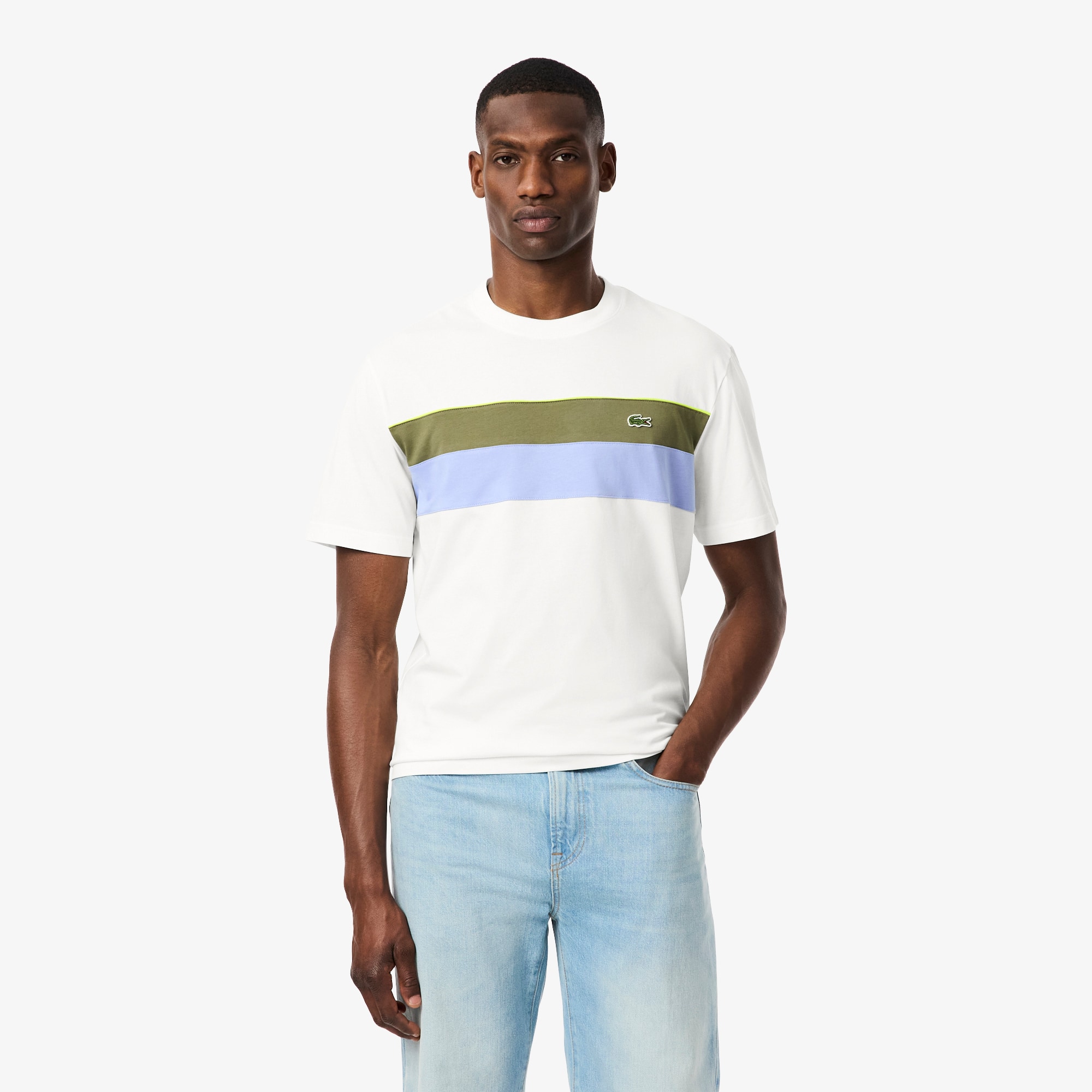 Lacoste Men's Jersey Colorblock T-shirt - 3xl - 8 In White