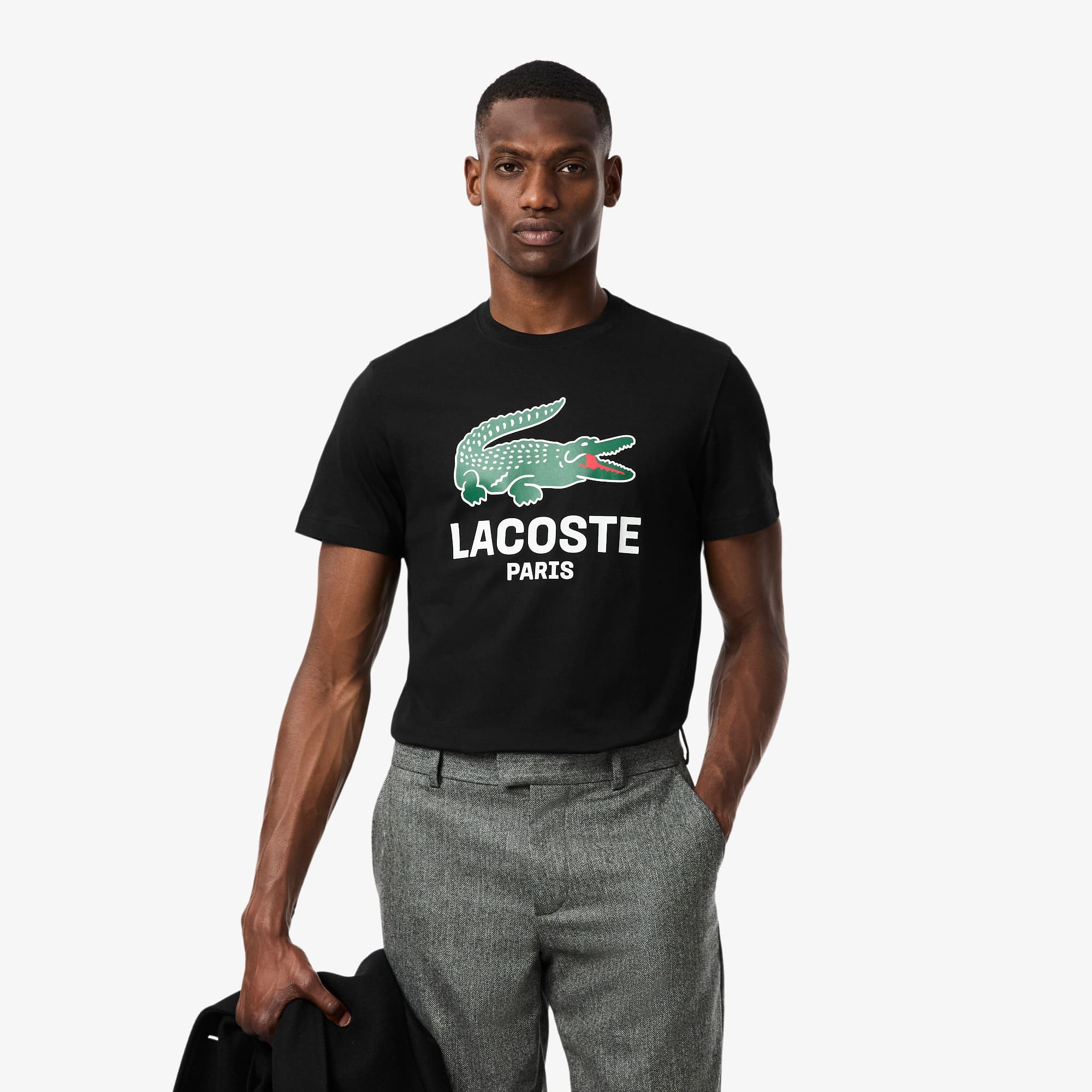 Lacoste Men's Printed Cotton T-shirt - Xl - 6 In Black
