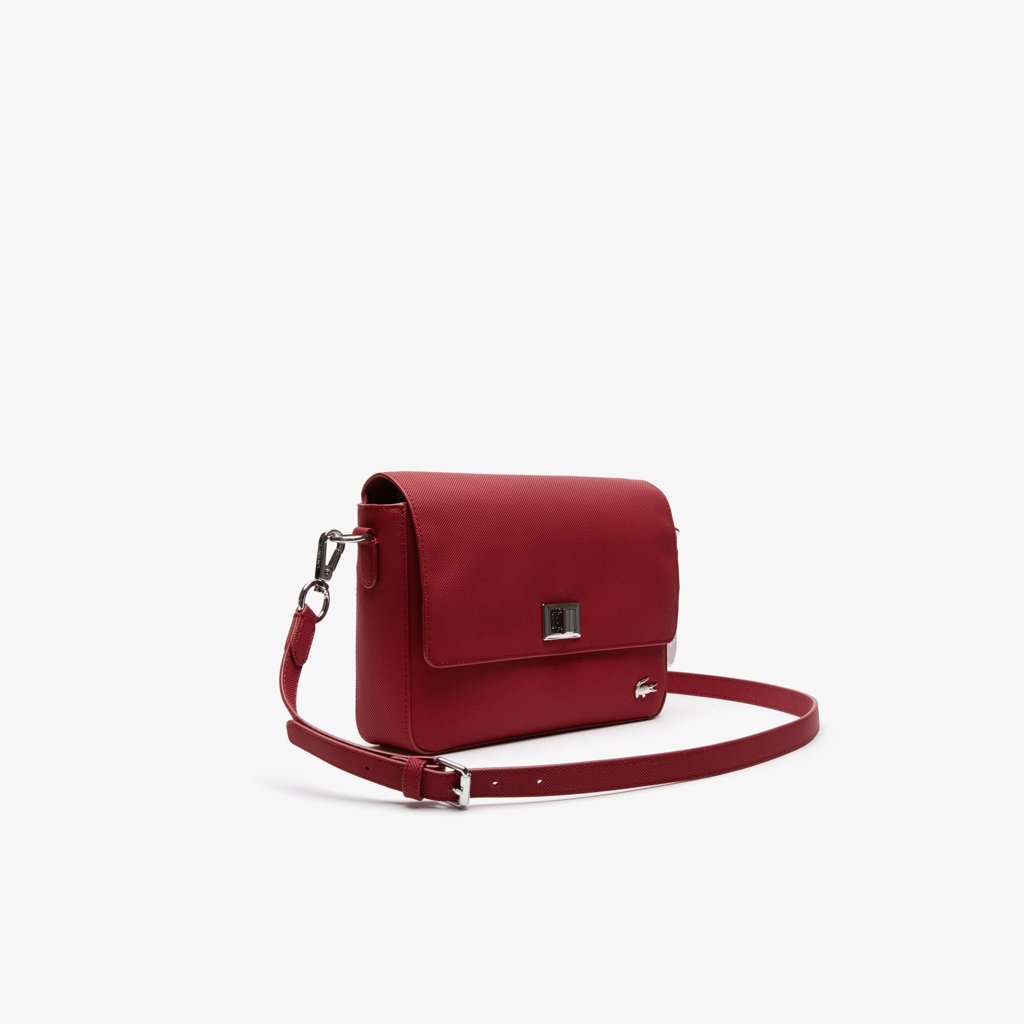バッグ Lacoste Orange Croc Flat Crossover Bag Women's Daily Classic Piqué Canvas Clasp Shoulder Bag - Bags