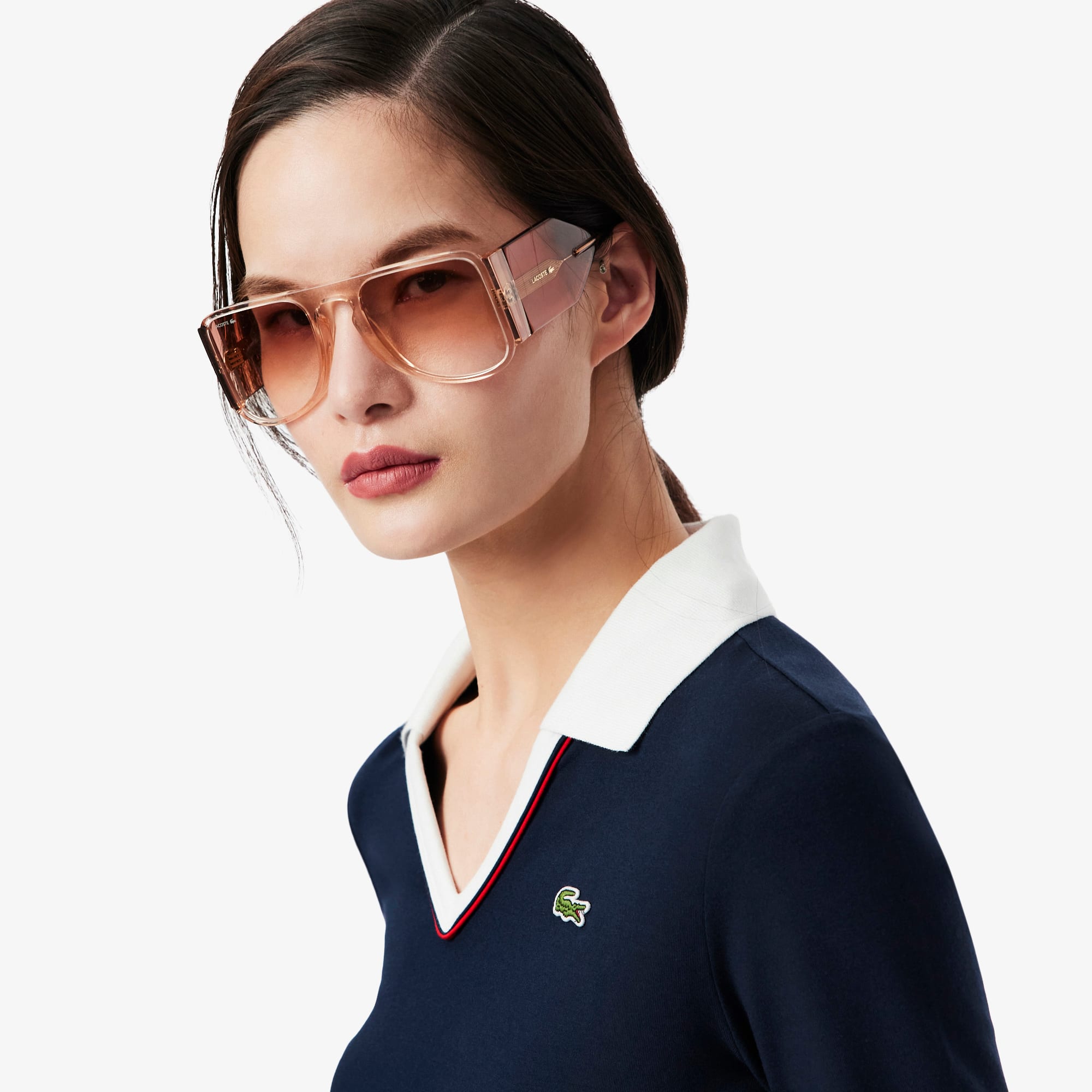 Women's Slim Fit Trim Detail Long Sleeve Polo - Polo Shirts