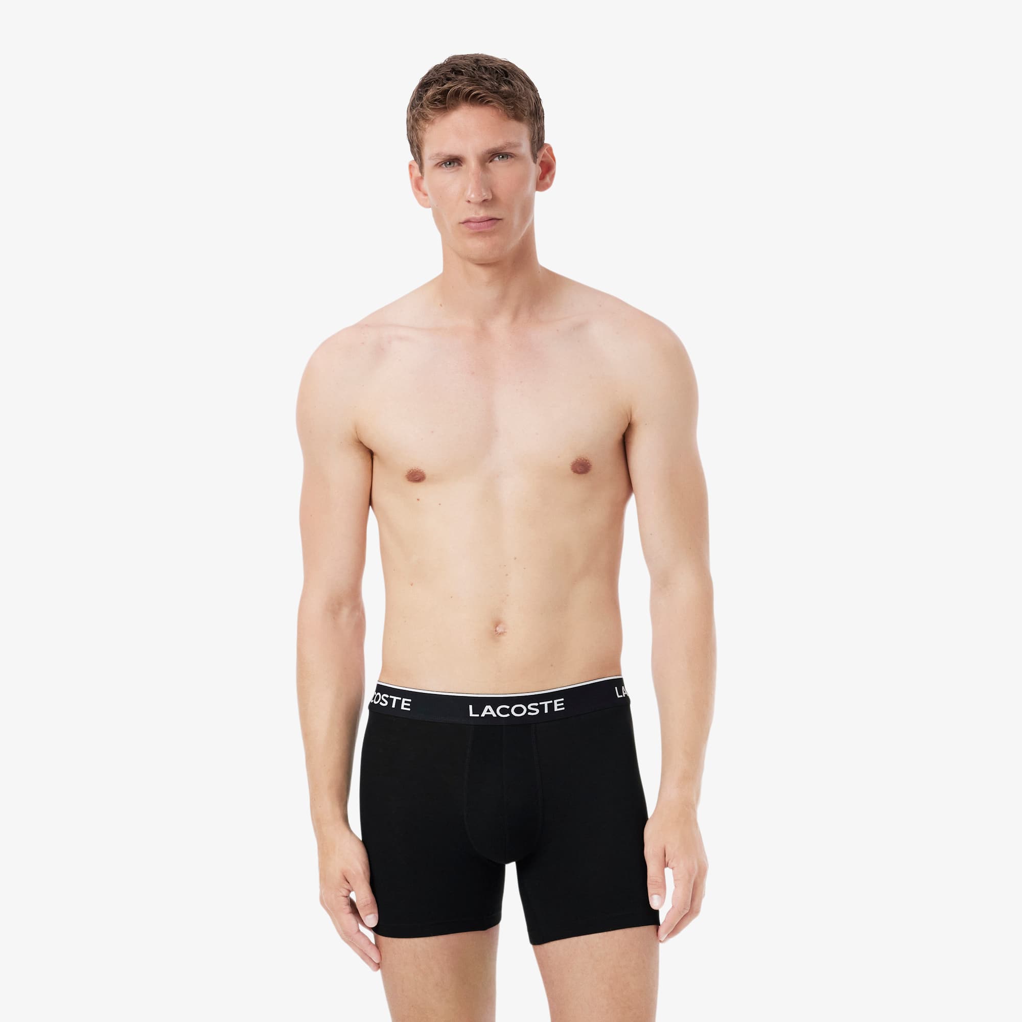 Lacoste Men's 3-Pack Regular Fit Logo Waistband Boxer Briefs - Black/Green
