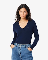 Seamless Knit V Neck Sweater