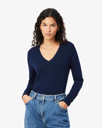 Seamless Knit V Neck Sweater