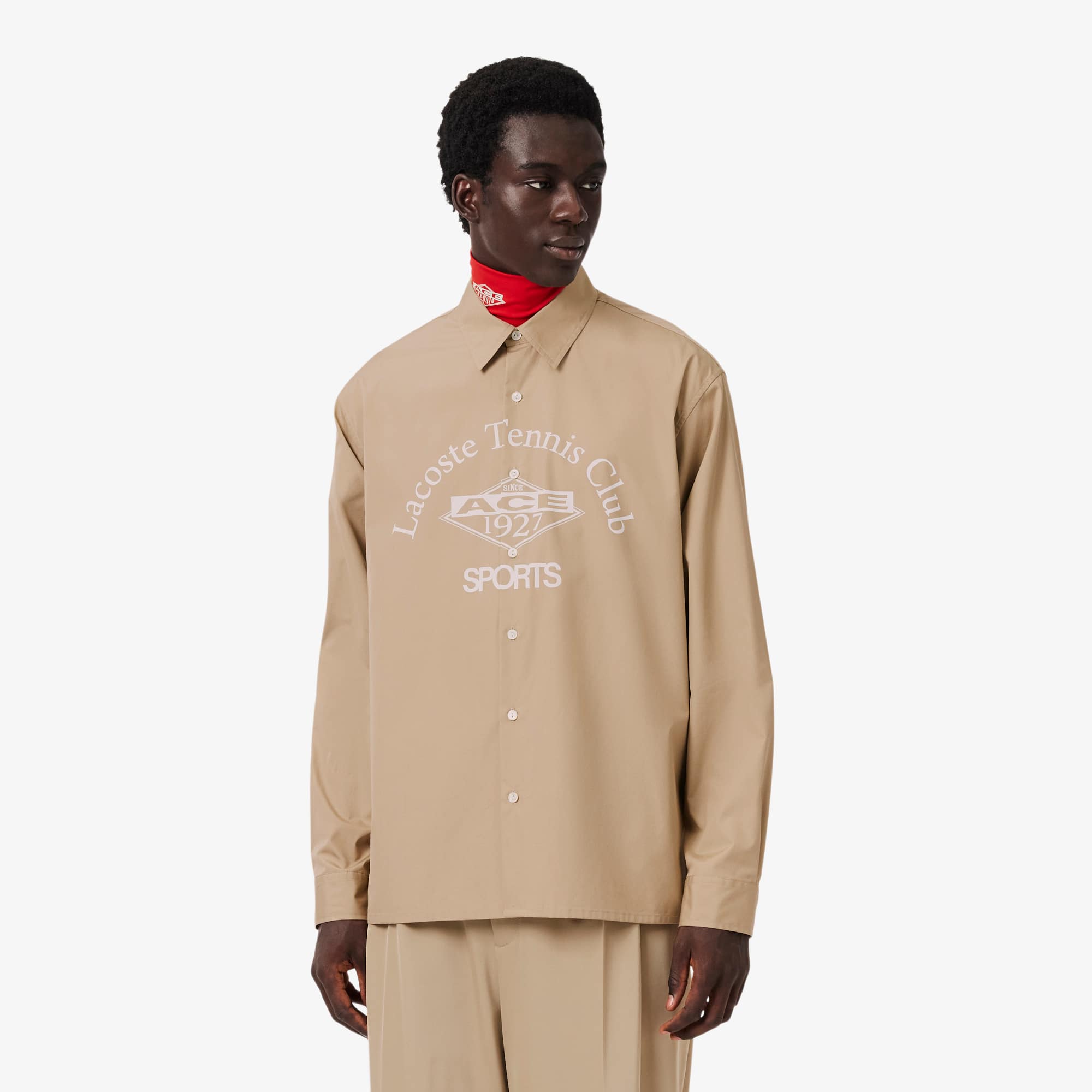 Lacoste Runway Relaxed Fit Printed Poplin Shirt