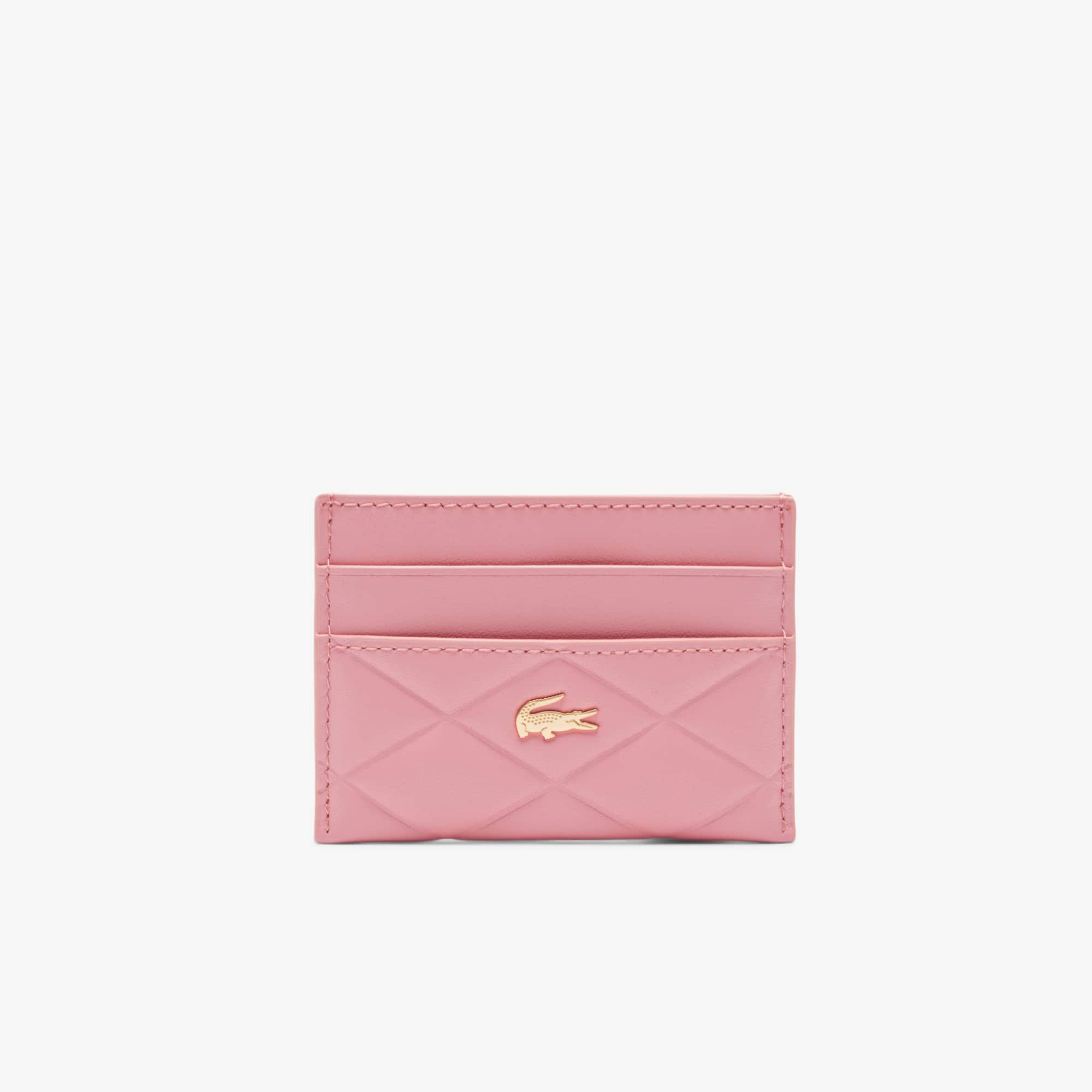 Lacoste Crocodelle Leather Cardholder - One Size In Pink