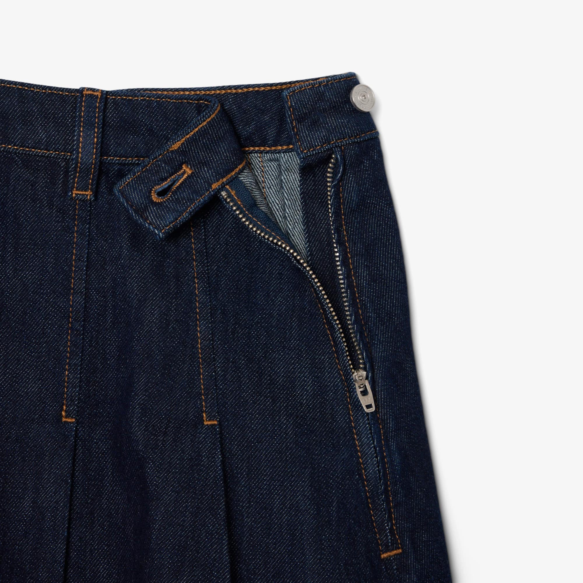 Short Pleated Denim Skirt