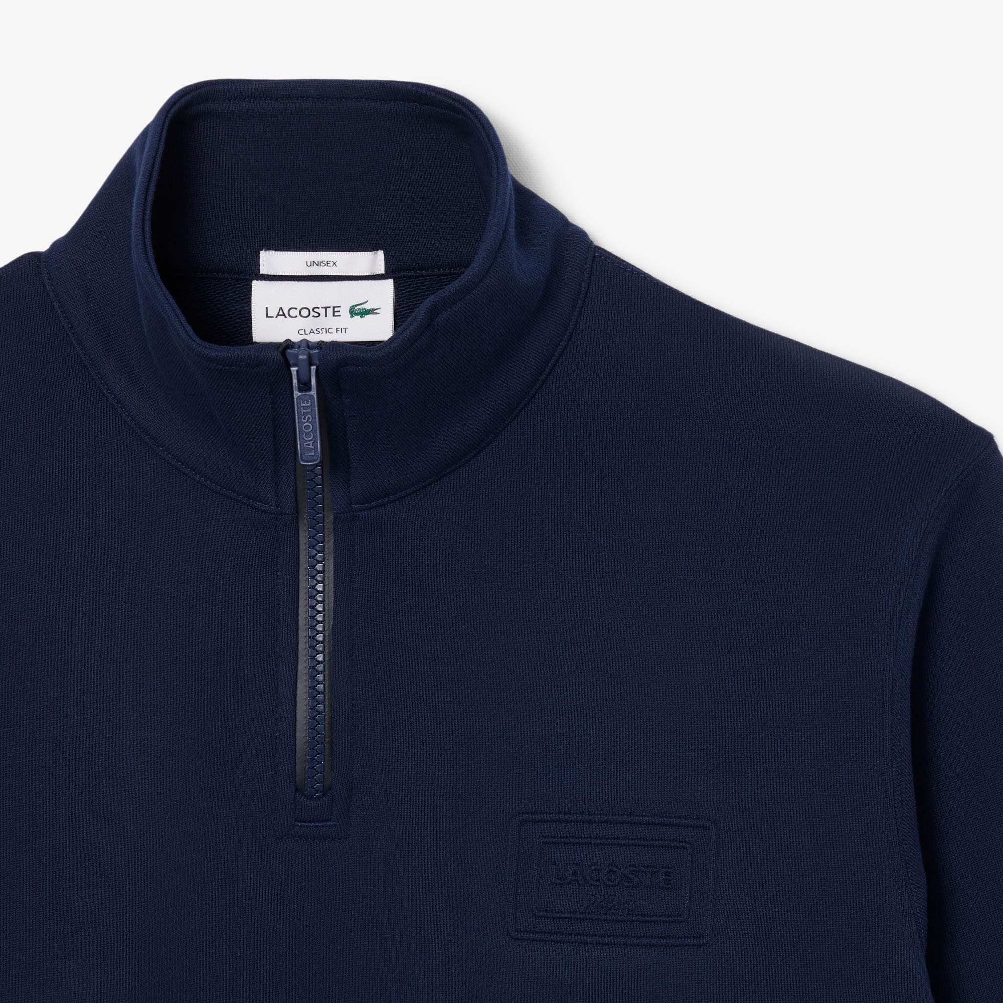 High Neck Embossed Zipped Sweatshirt - Sweaters & Sweatshirts