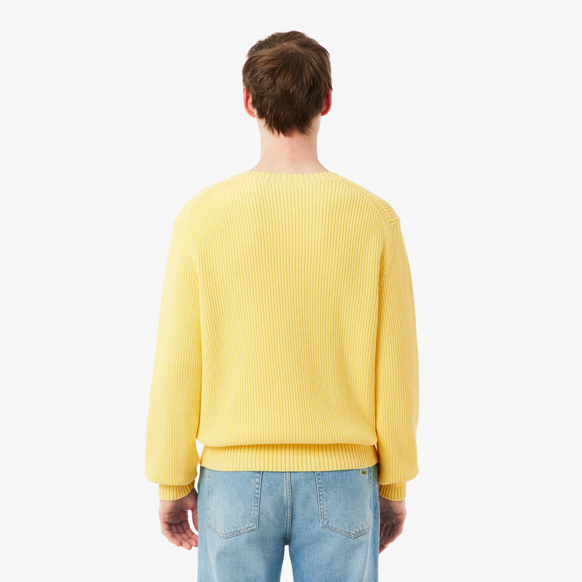 Pearl Rib Knit Badge Accent Sweater