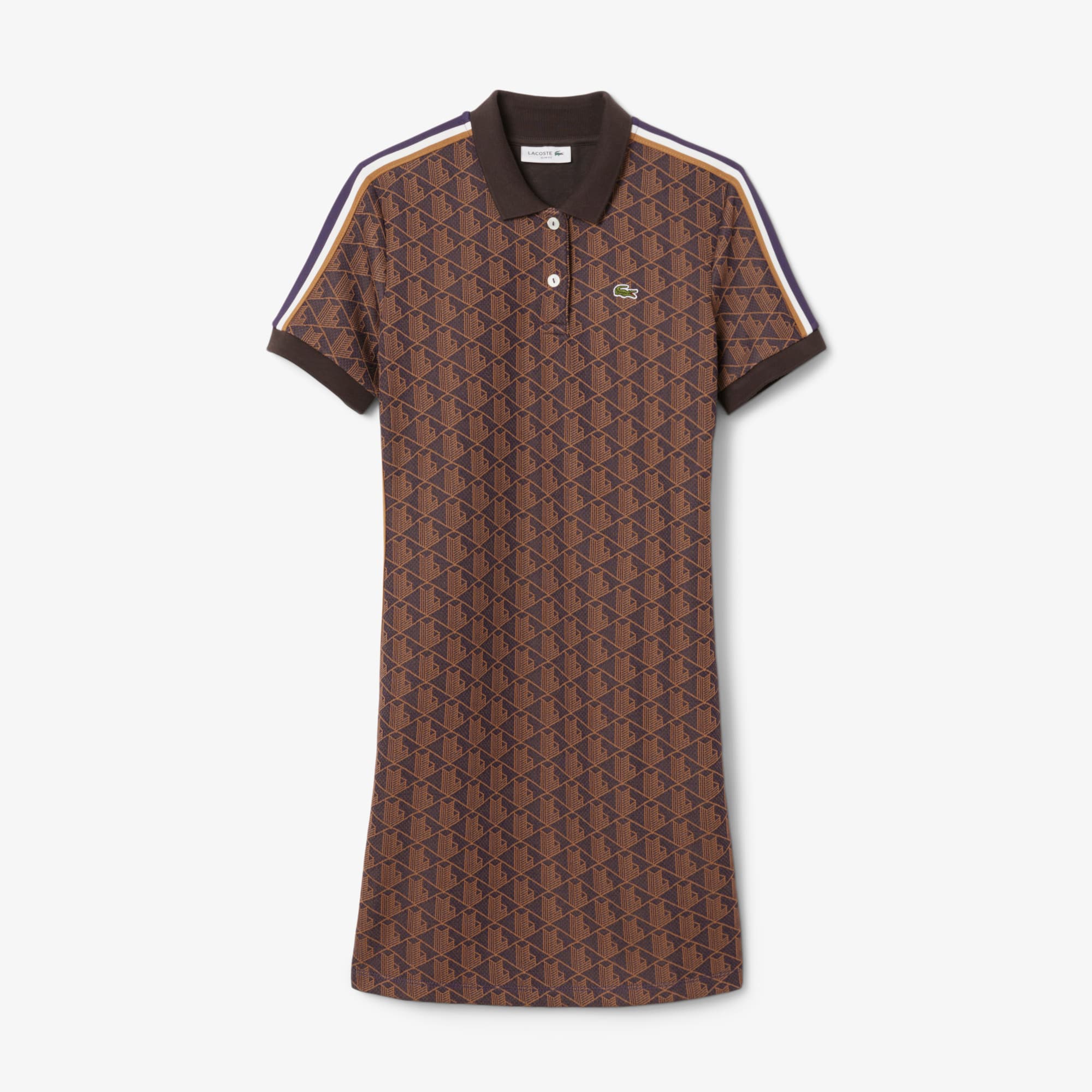 パーティードレス LACOSTE EF2655 Dresses Brown Women's Slim Fit Monogram Polo Dress - Dresses - New In 2025