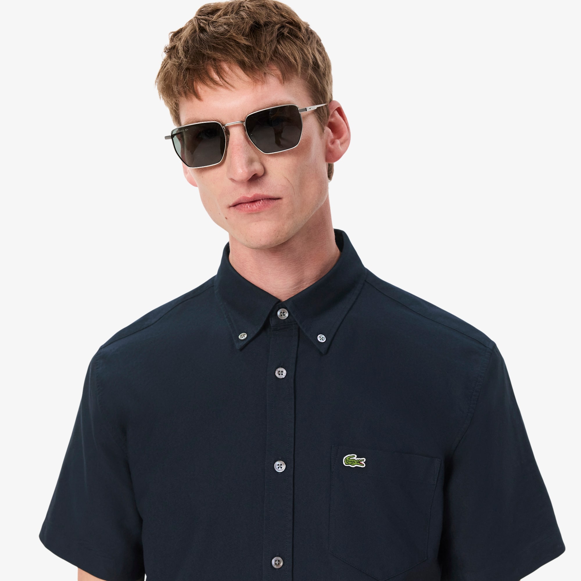 Men's Regular Fit Short Sleeve Oxford Shirt - Button Down