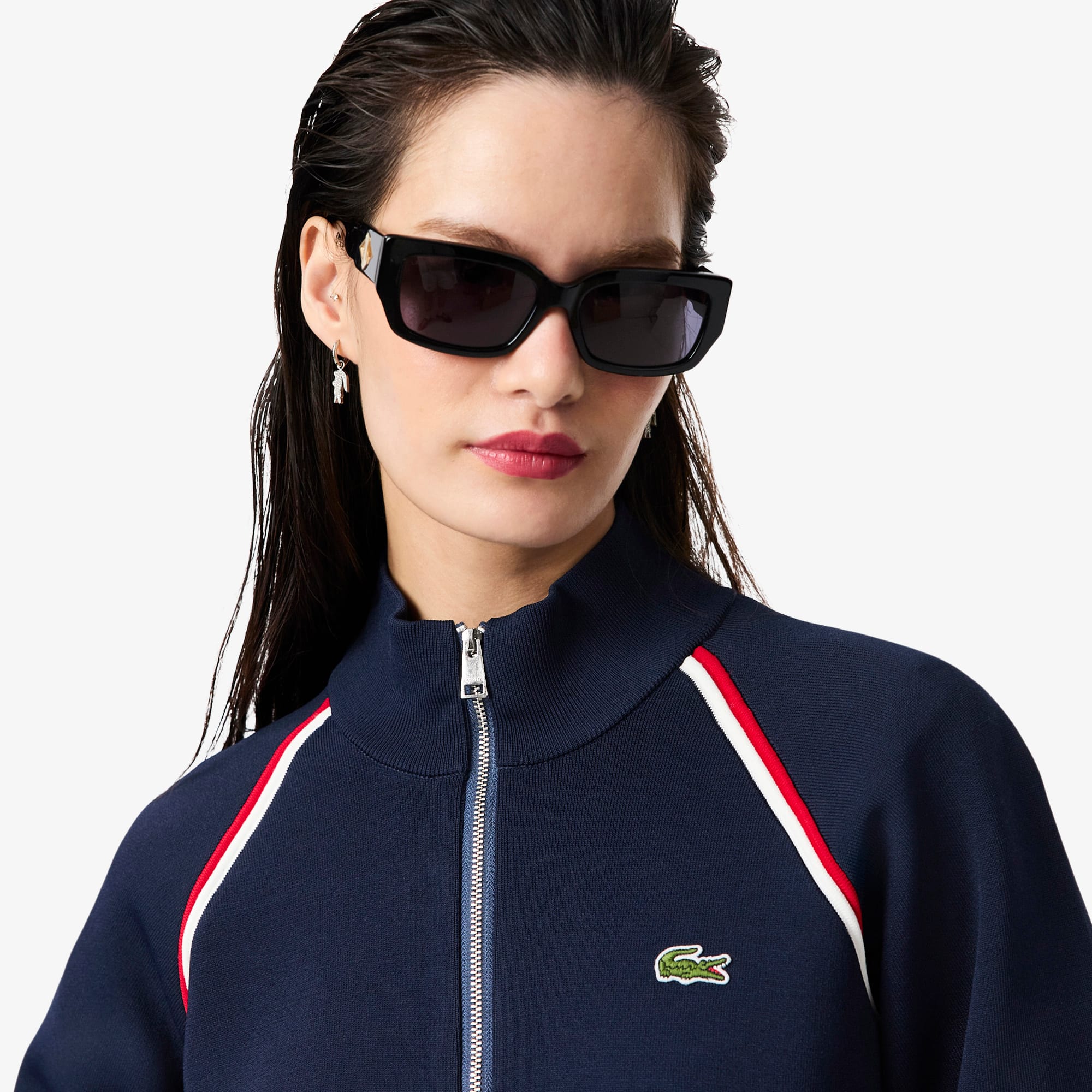 Women's High-Neck Zip Front Double Face Sweater - Sweaters