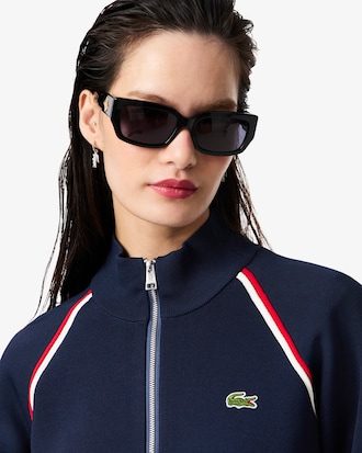 Women's High-Neck Zip Front Double Face Sweater