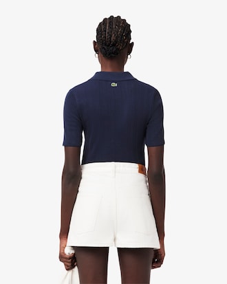 Women's Slim Fit Pointelle Branded L.12.D Polo