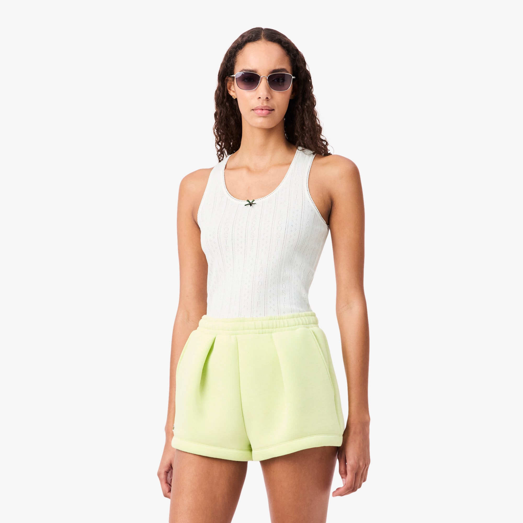 Lacoste Women's Slim Fit Pointelle Knit Cotton Tank Top