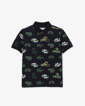 Kids' Comic Effect Crocodile Print Polo