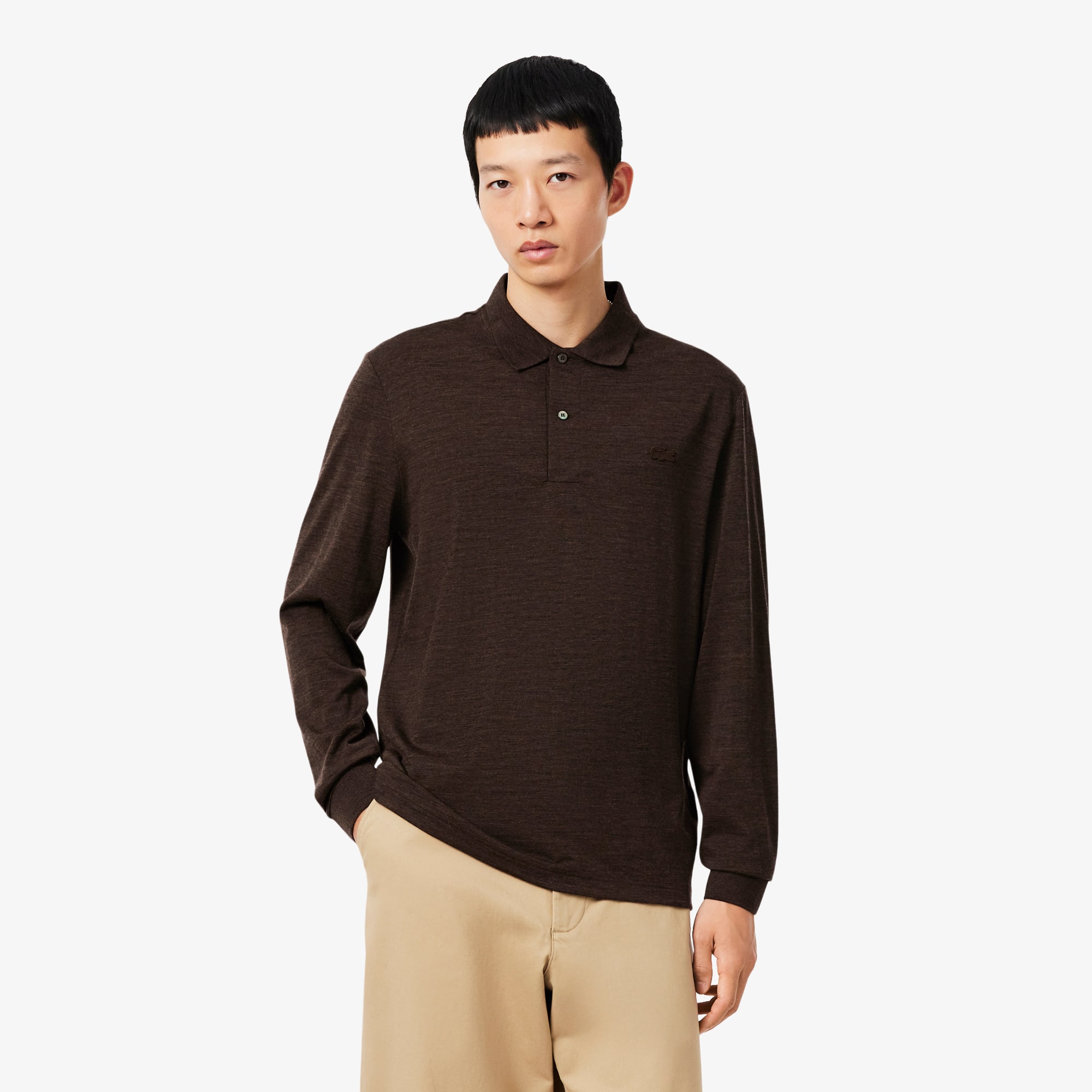 Lacoste Regular Fit Long Sleeved Wool Polo Shirt - 3XL