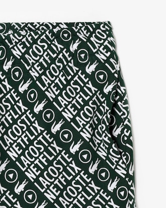 Shorts estampados de algod&oacute;n org&aacute;nico de Lacoste x Netflix
