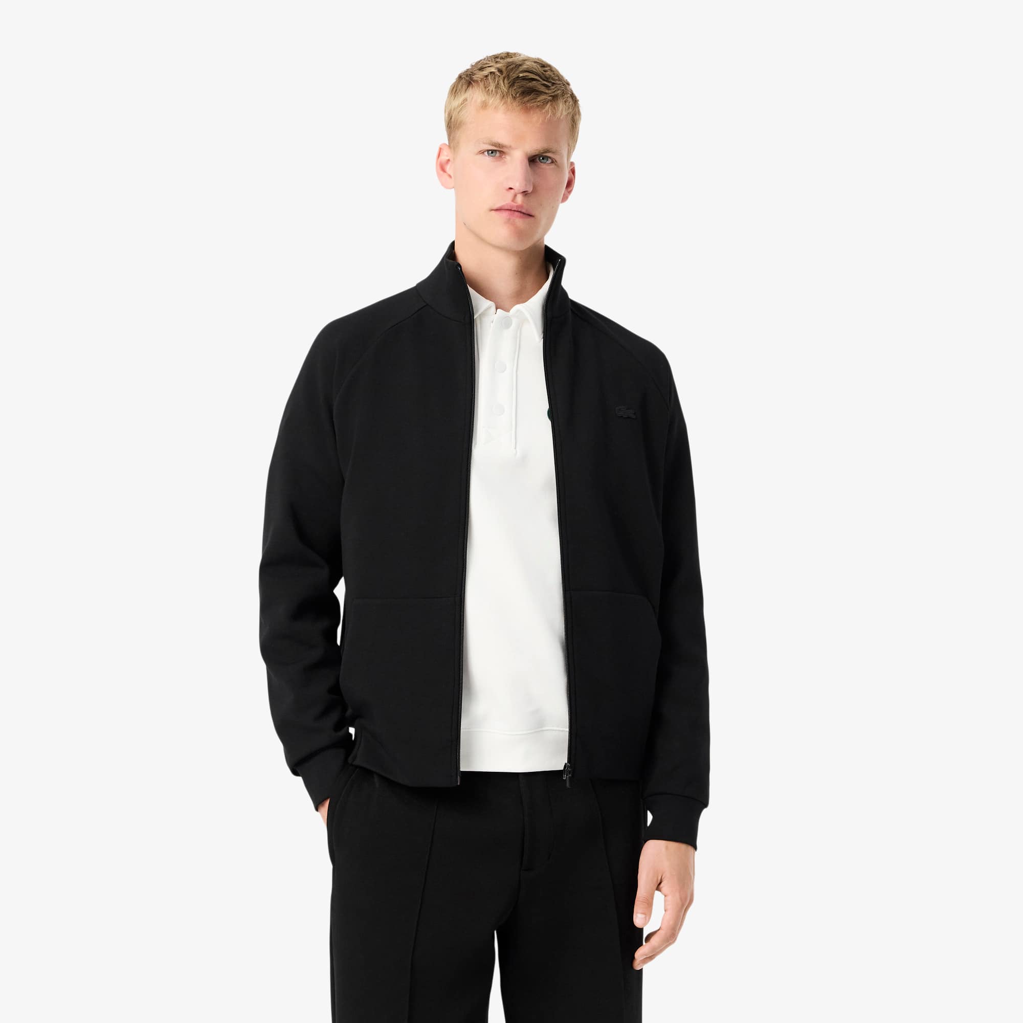 LACOSTE ジップアップスタジャン US S/M ブラック/グレー Men's Paris Zip-Up Track Jacket - Sweaters & Sweatshirts