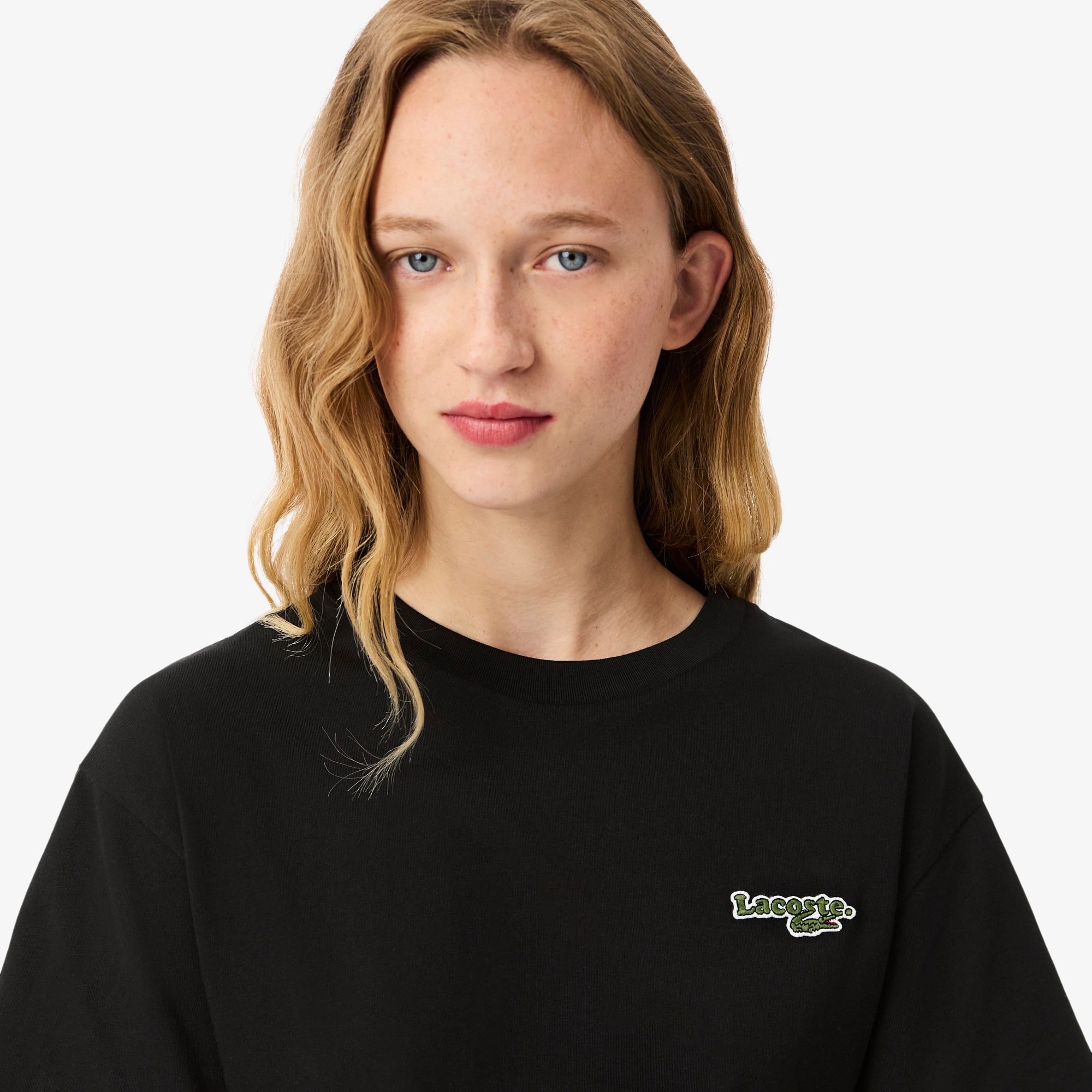 Women's Oversized Short Cut Cotton Logo T-Shirt - T-Shirts & Tops