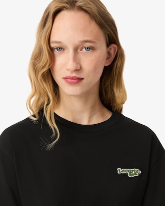 Women's Oversized Short Cut Cotton Logo T-Shirt