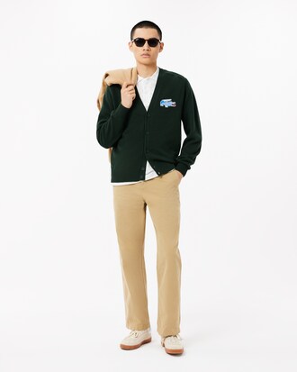 Men's Wool Crocrodile Badge Cardigan