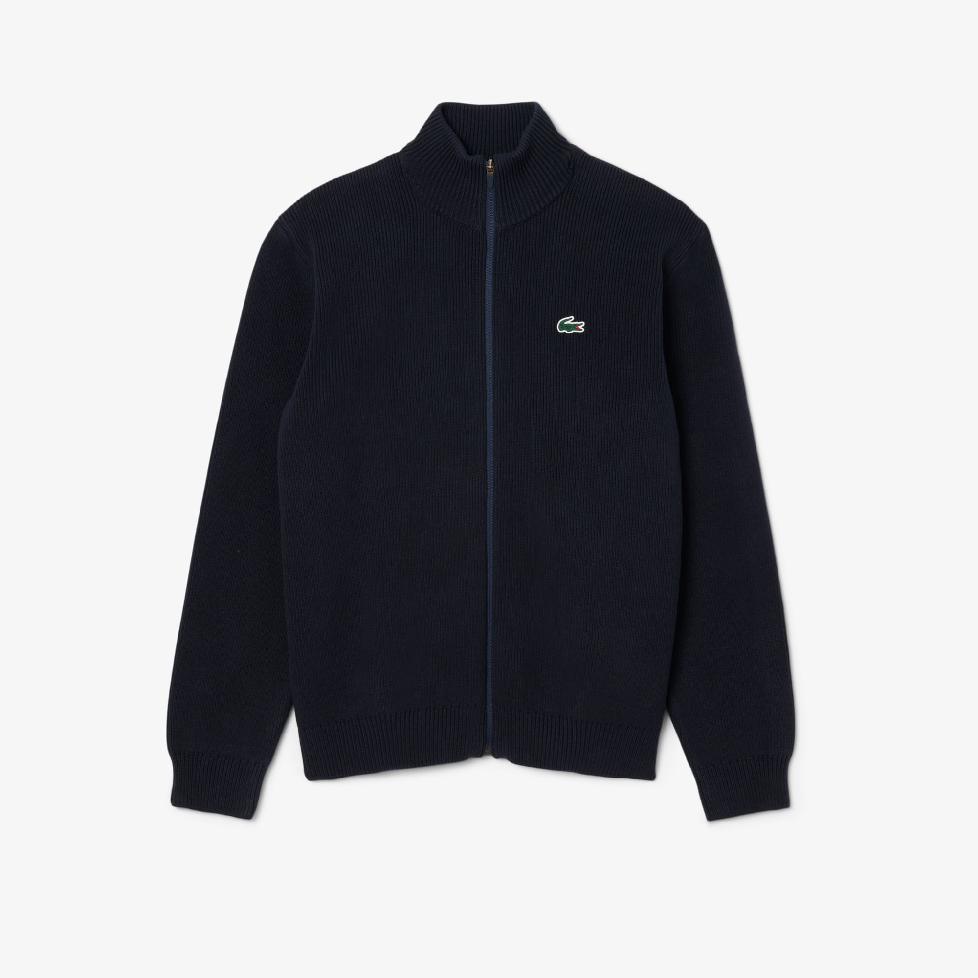 ゴルフィッカーズLACOSTE ネイビー セーター Men's Ribbed Knit Zip-Up Golf Sweater - Sweaters & Sweatshirts